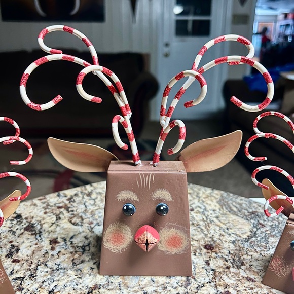 Reindeers • Candy Cane Antlers • Christmas • Brown • 3 • Metal • Ringing Bells - Picture 3 of 12